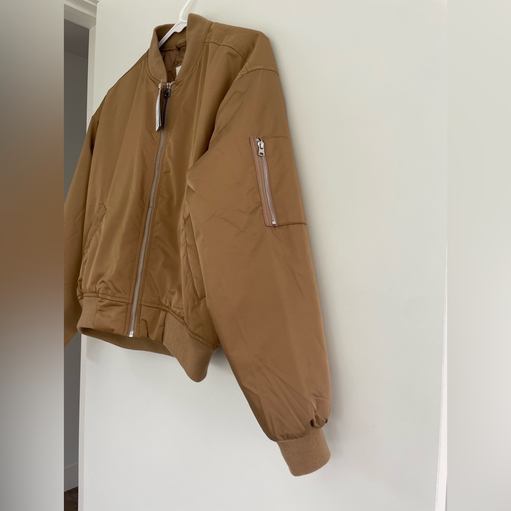 NWT Abercrombie & Fitch Brown Tan Bomber Jacket XXS - Picture 4 of 10